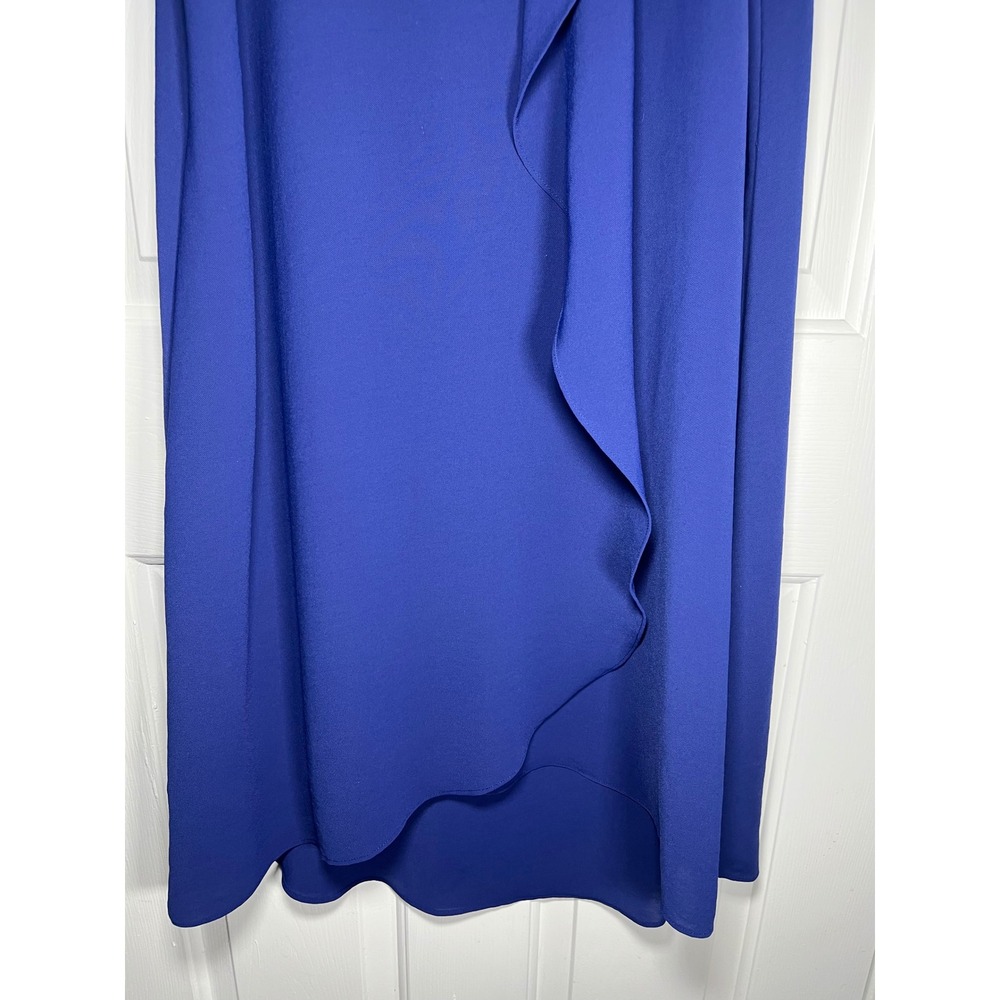 Adrianna Papell Dress Women 8 Cobalt Blue Ruffle Front Shift - Picture 11 of 11